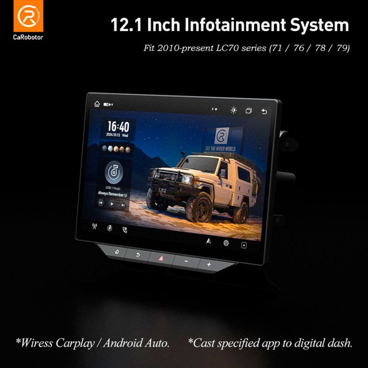 Автомагнитола для Toyota LC 70й серии, CaRobotor L1, Экран 12,1"